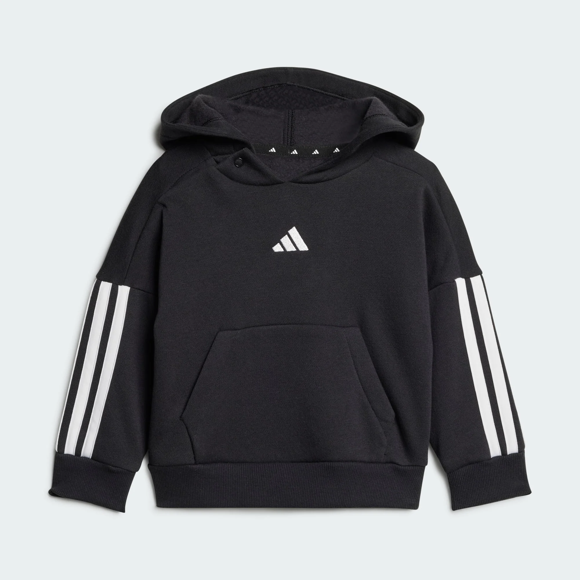 Adidas Kid's 3-Stripes Fleece Black Jogger Set - Image 2