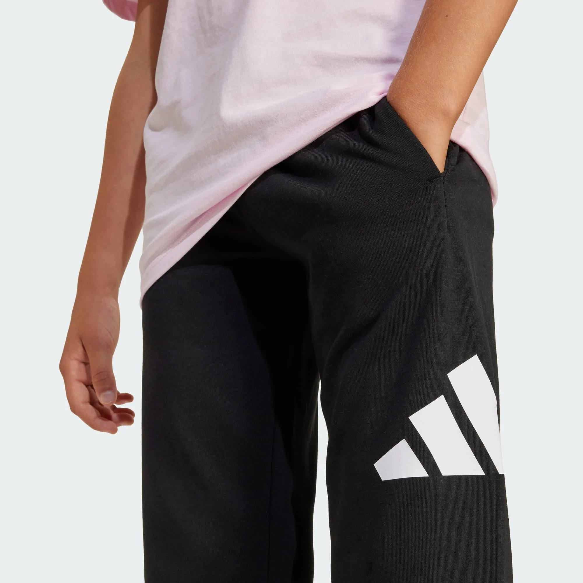 Adidas Kid's Essentials French Terry Black Trackpant - Image 5