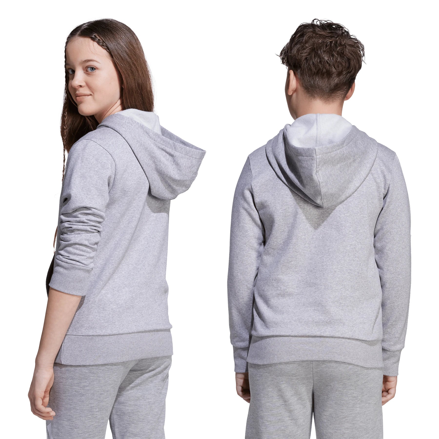 Adidas Kid's Small Logo Fleece Grey Hoodie - Image 6