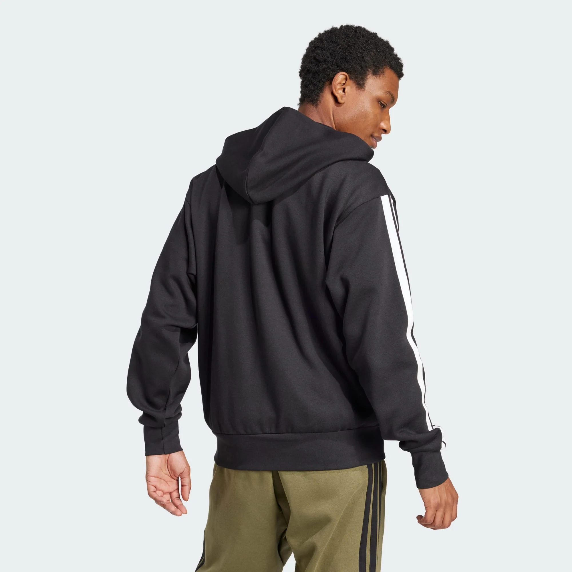 Adidas Men's 3-Stripes Fleece Black Jacket - Image 4
