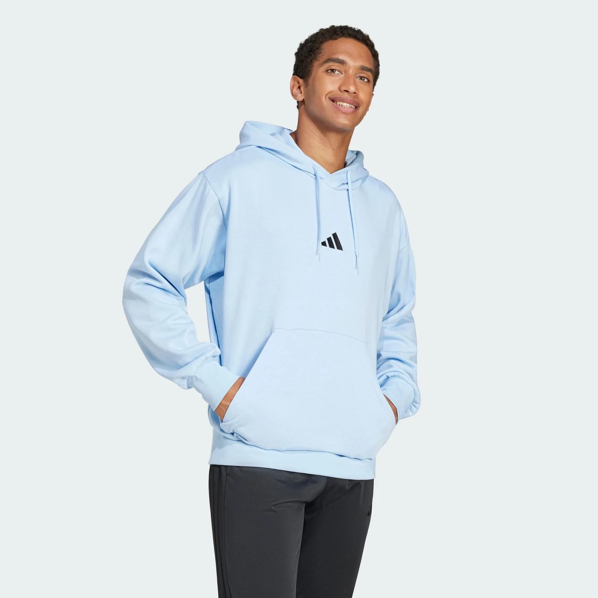 Adidas Men's Feelcozy Fleece Blue Hoodie - Image 3