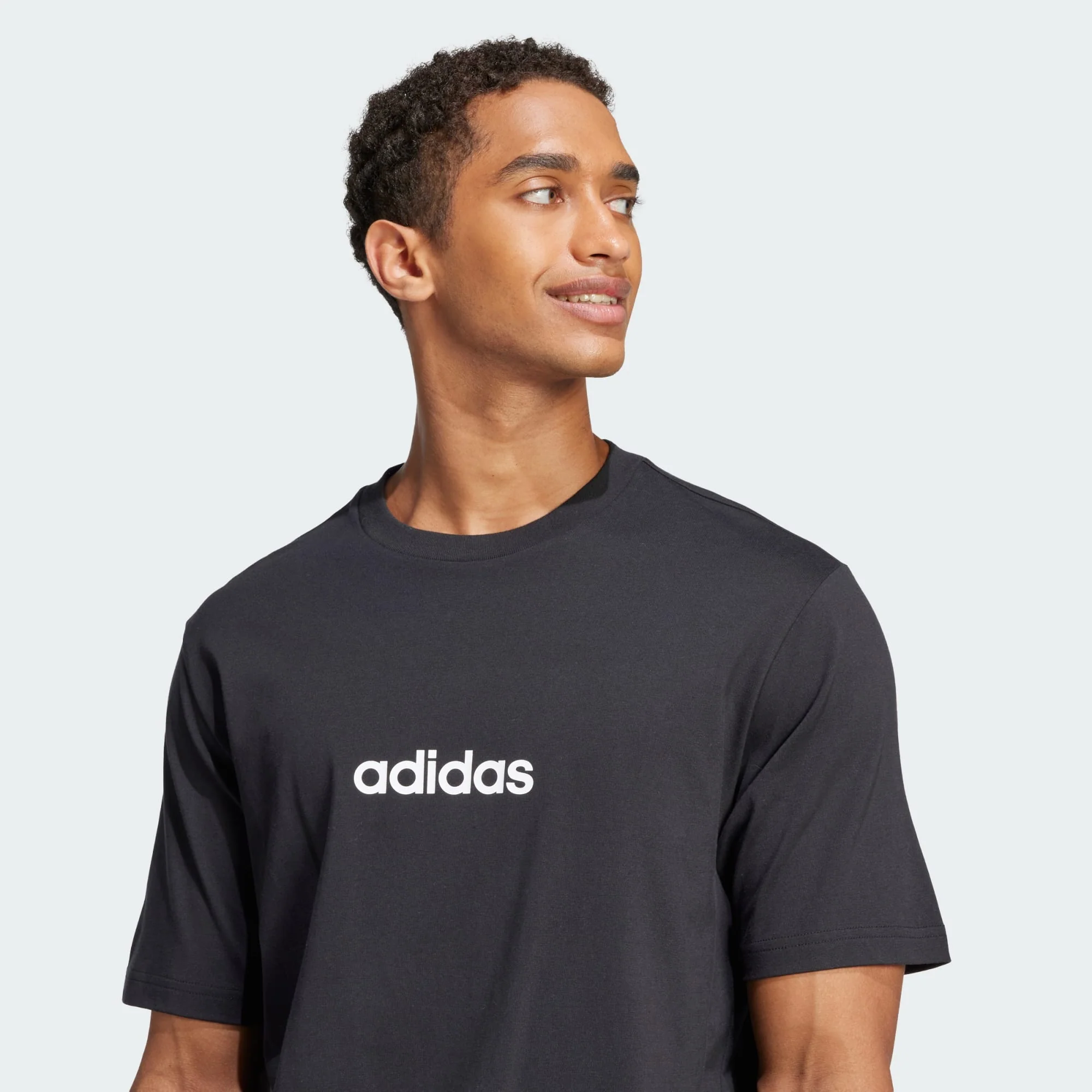 Adidas Men's Linear Small Logo Black Tee - Image 6