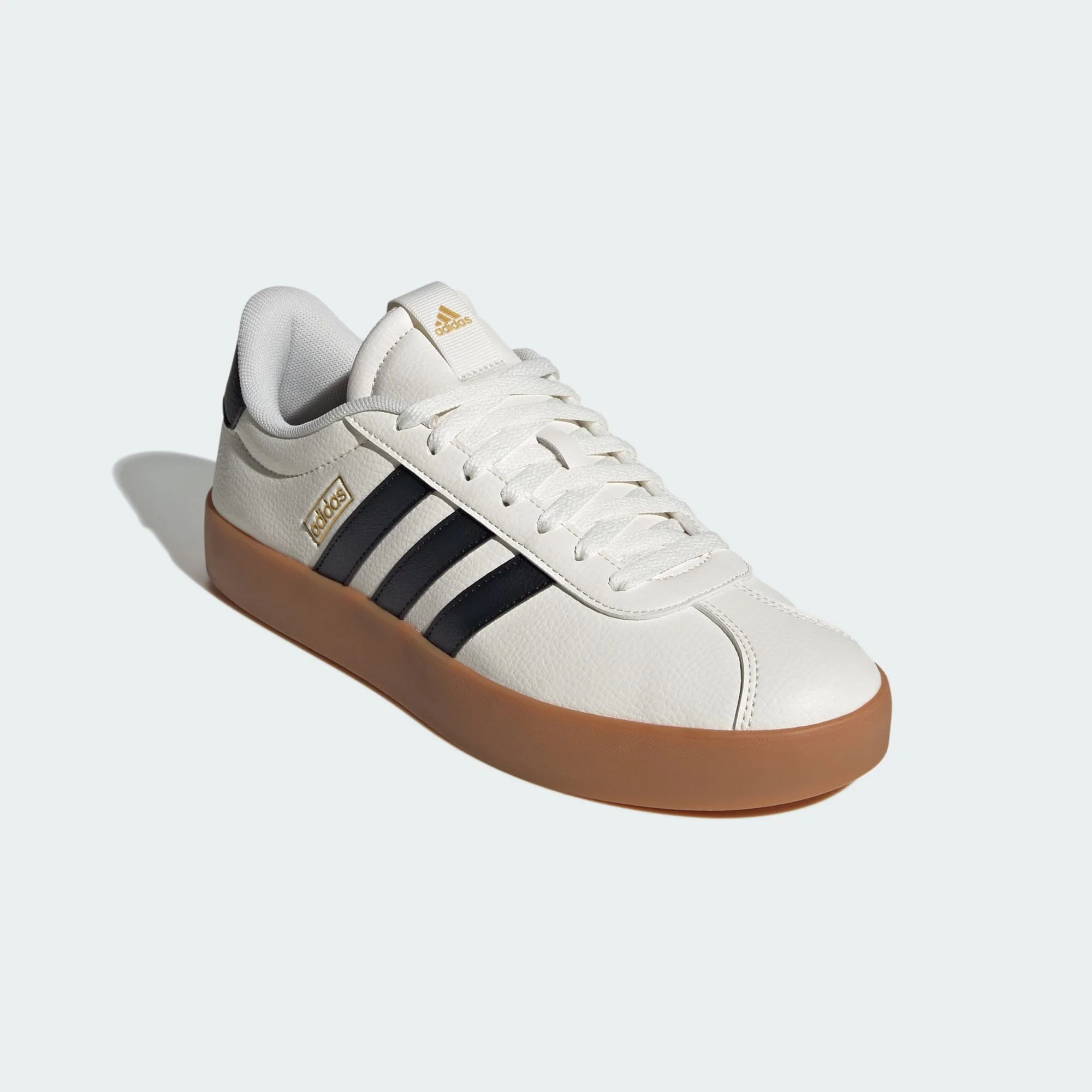 Adidas Men's Vl Court 3.0 White/Black/Gold Sneaker Shoes - Image 5