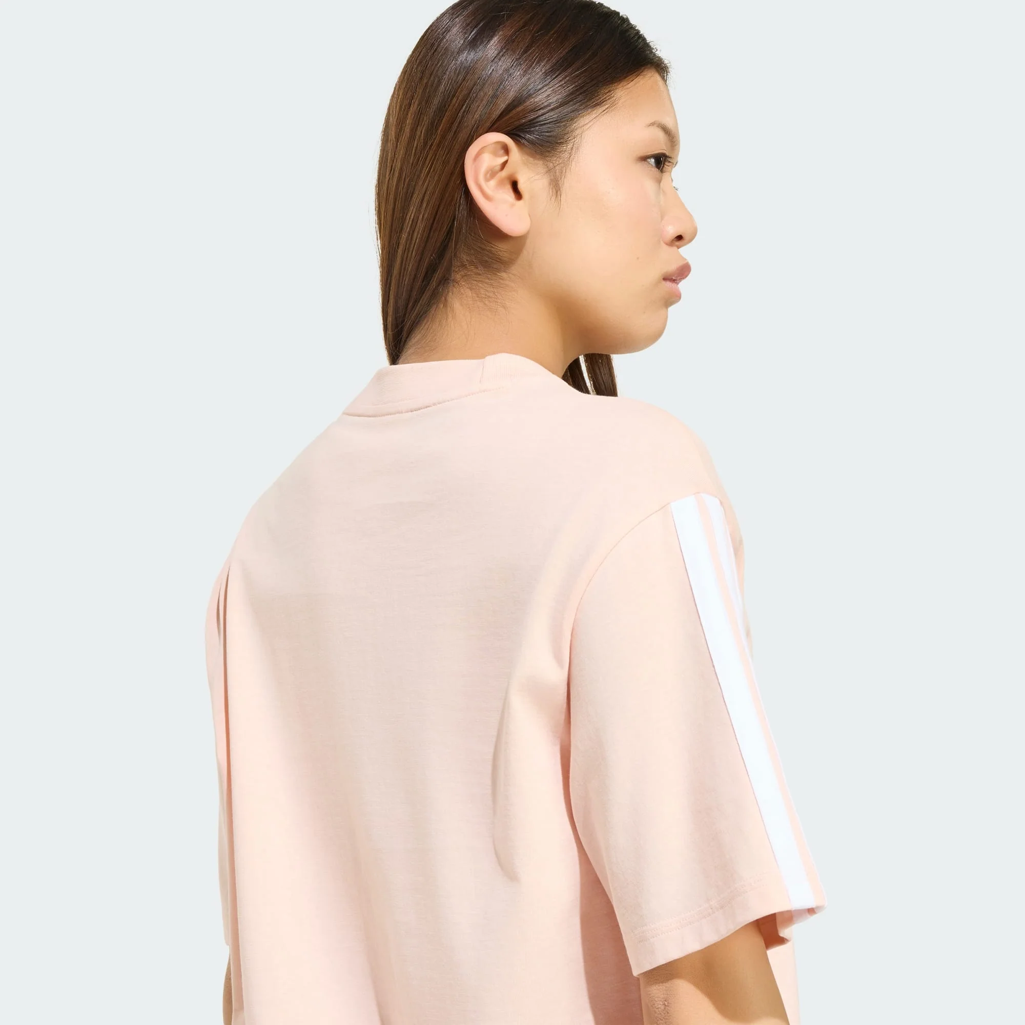 Adidas Women's 3-Stripes Boyfriend Pink Tee - Image 6