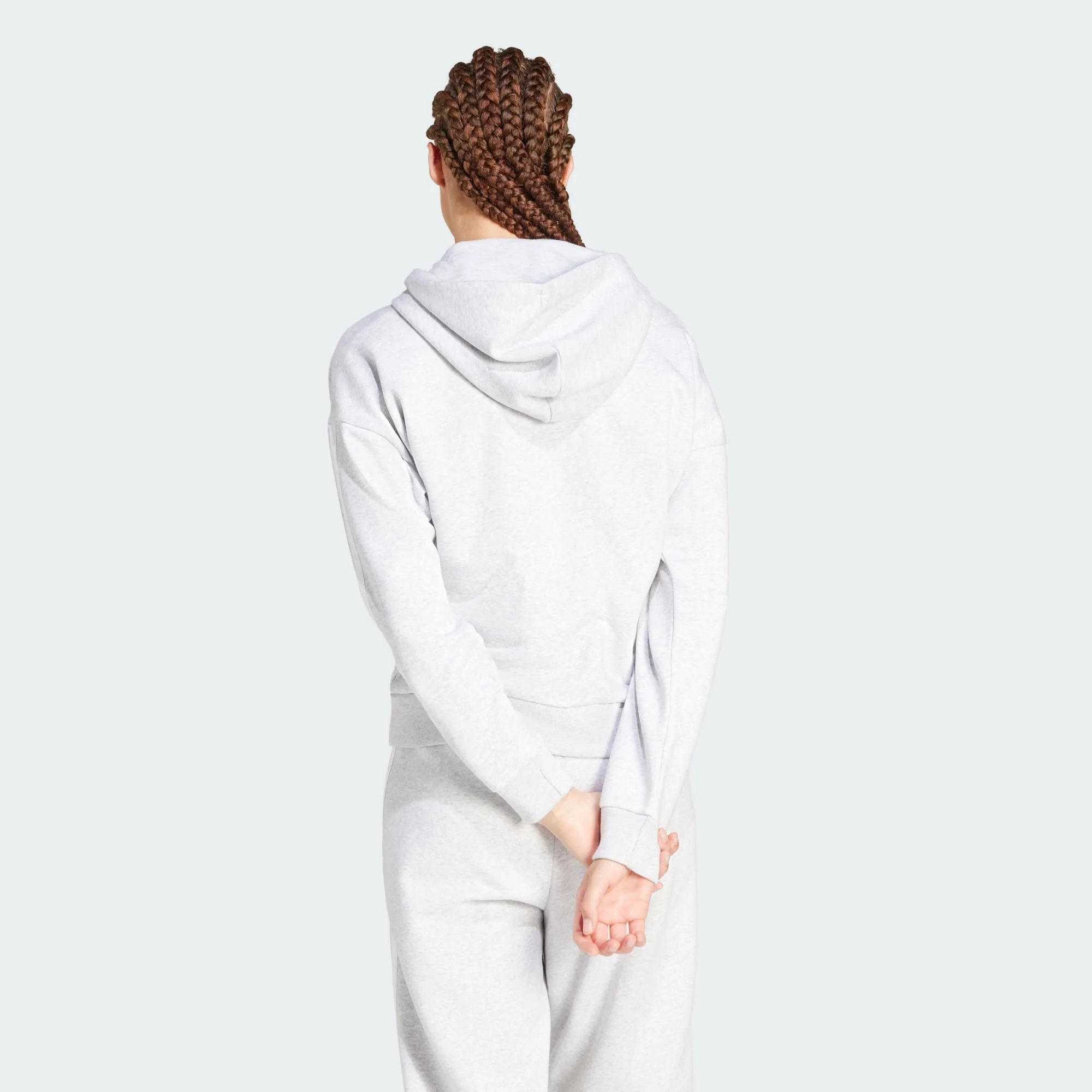 Adidas Women's 3-Stripes Fleece Full Zip Grey Jacket - Image 4
