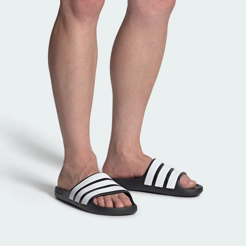 Adidas Women's Adilette Black/White Slides - Image 6