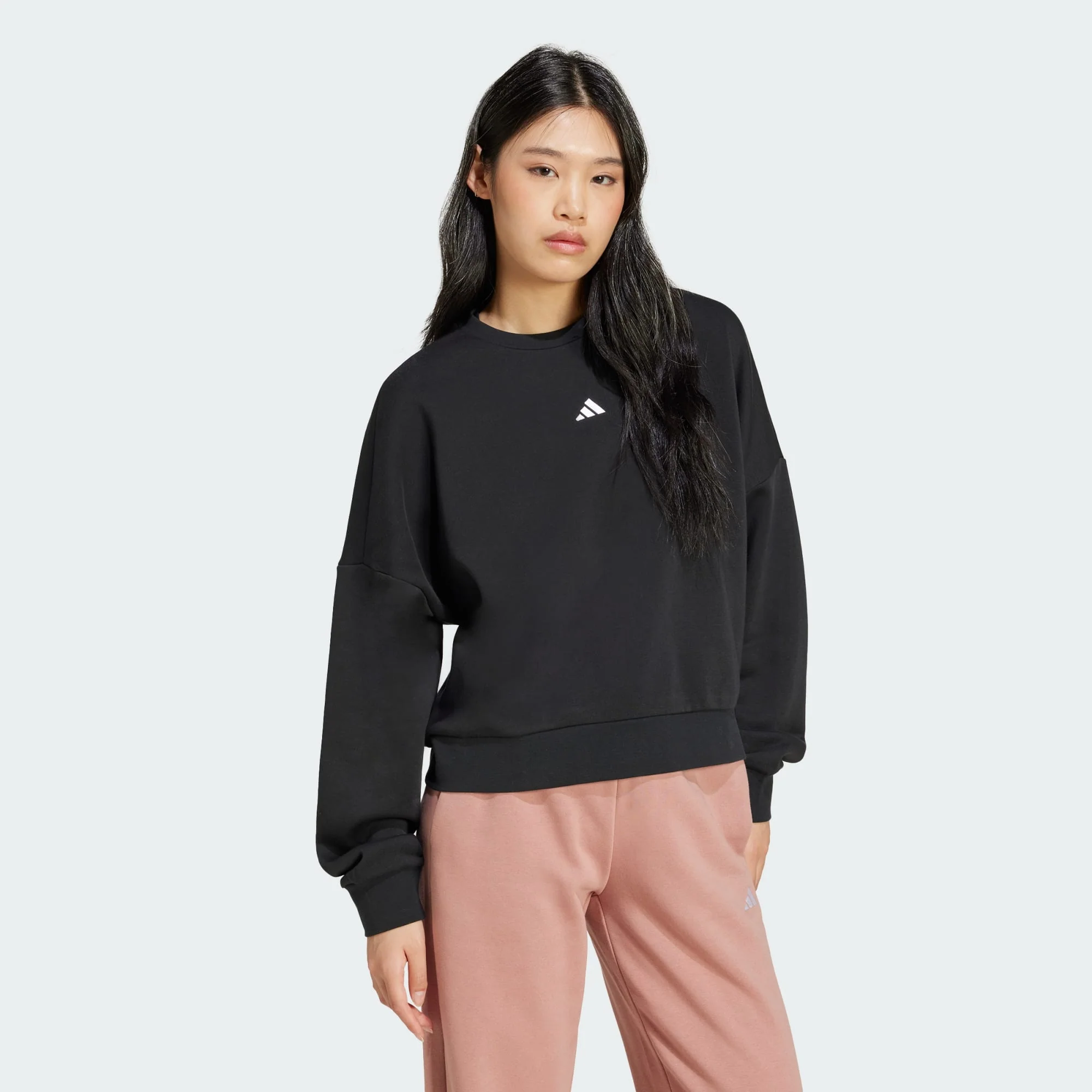 Adidas Women's Feelcozy Crew Black Sweatshirt - Image 3