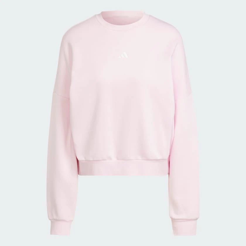 Adidas Women's Small Logo Feelcozy Fleece Crew Pink Sweatshirt - Image 2