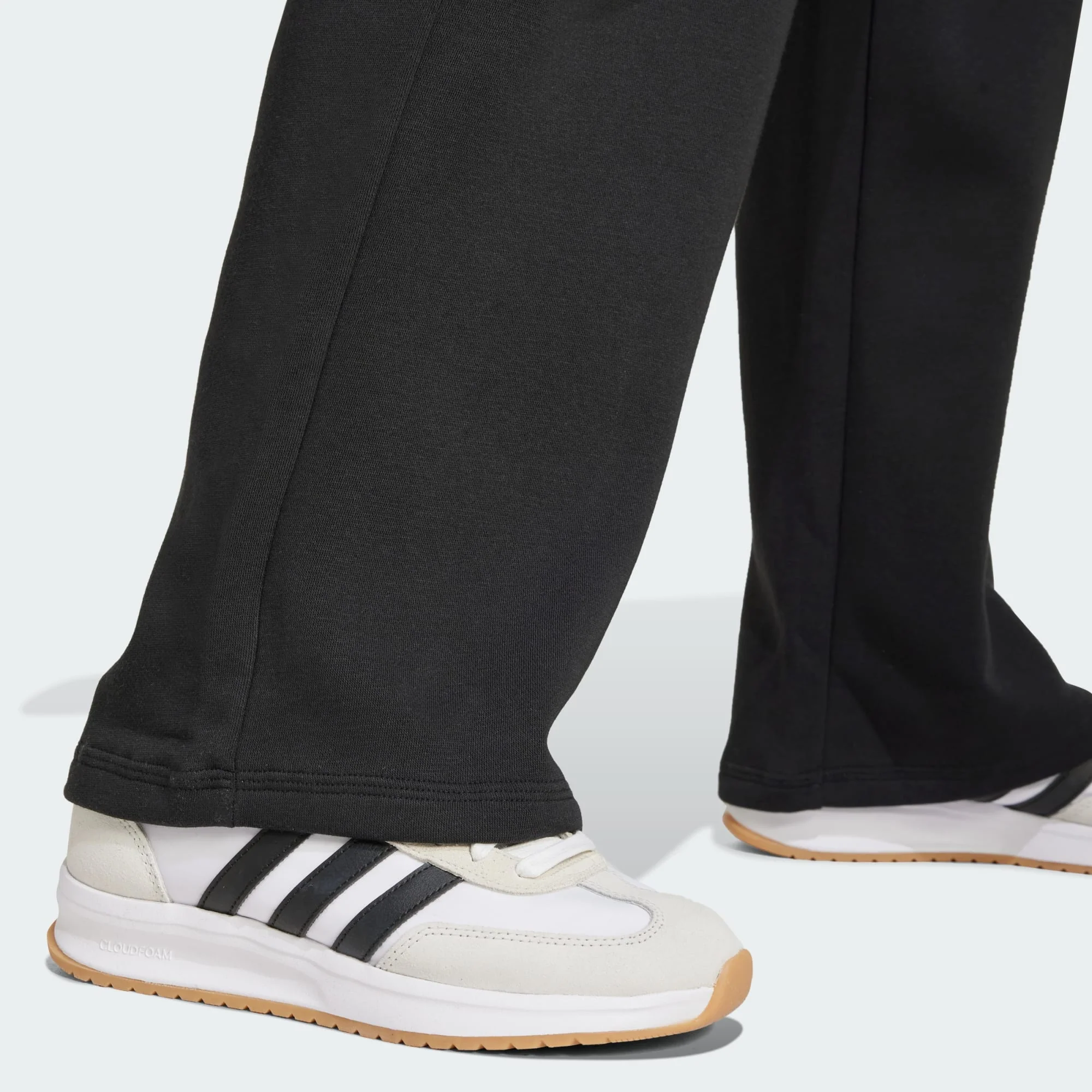 Adidas Women's Small Logo Feelcozy Fleece Open Hem Black Trackpant - Image 6