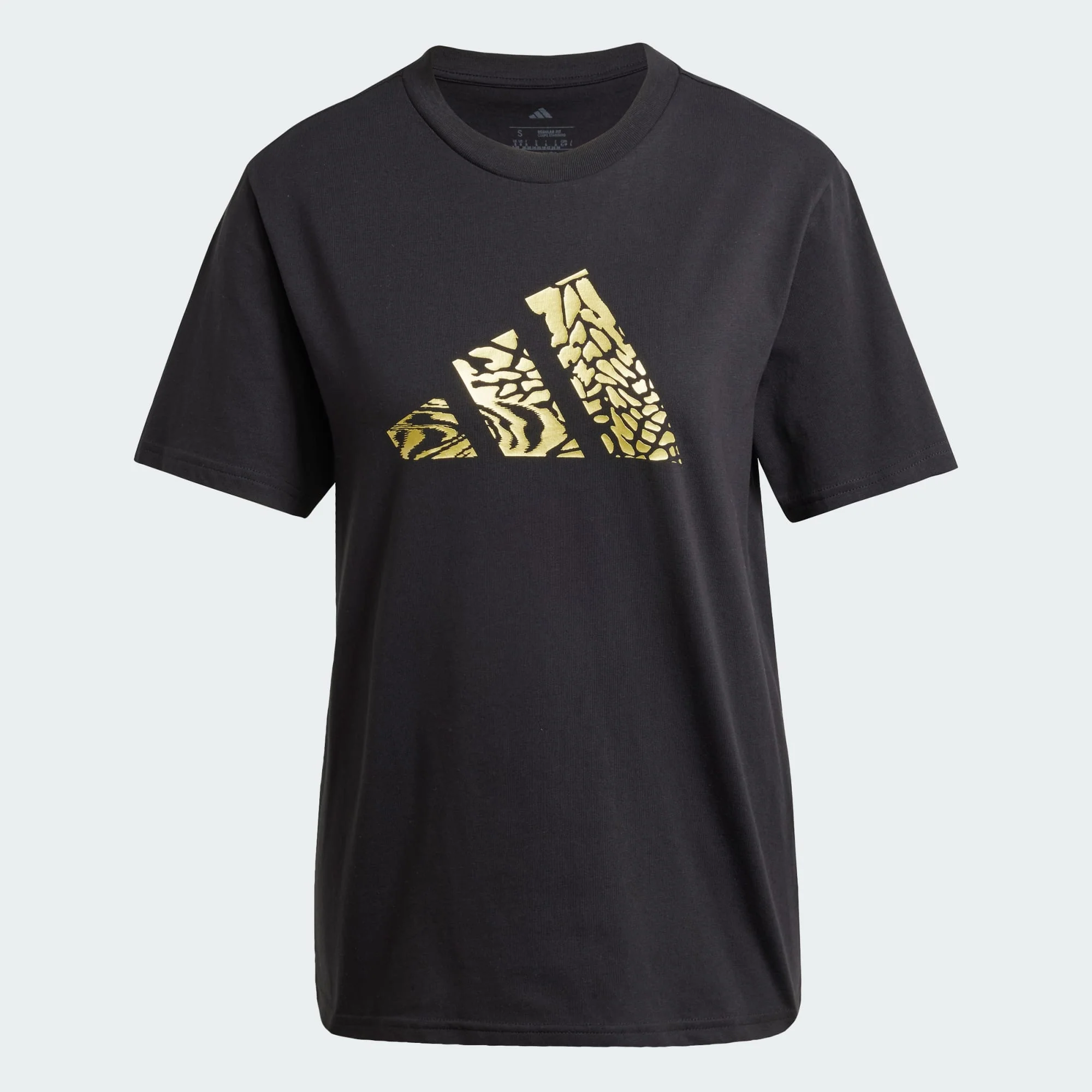 Adidas Women's Tech Metallic Graphic Black/Gold Tee - Image 2