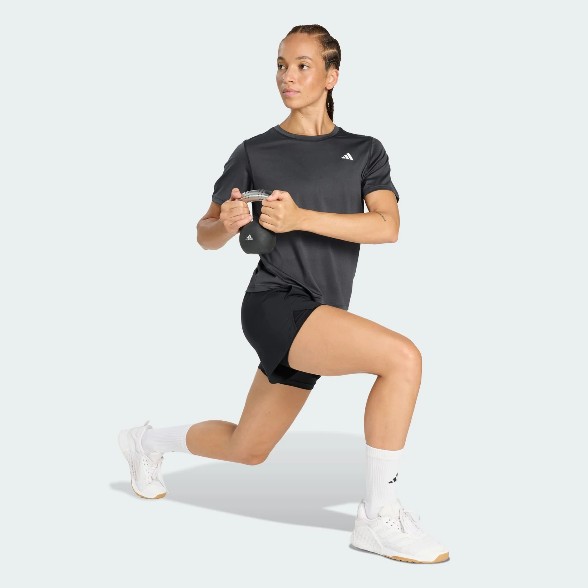Adidas Women's Workout Essentials Crew Neck Black Tee - Image 4