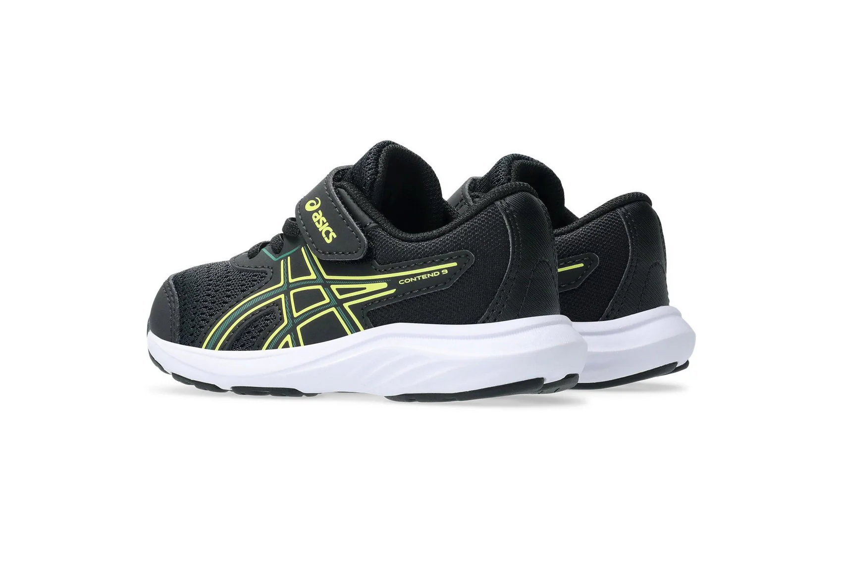 Asics Kid's Contend 9 Ts Black/Green Running Shoes - Image 4