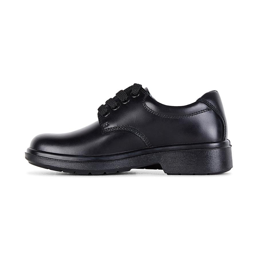 CLARKS JUNIOR DAYTONA TRIPLE BLACK LEATHER SHOE (WIDTH E) - Image 3