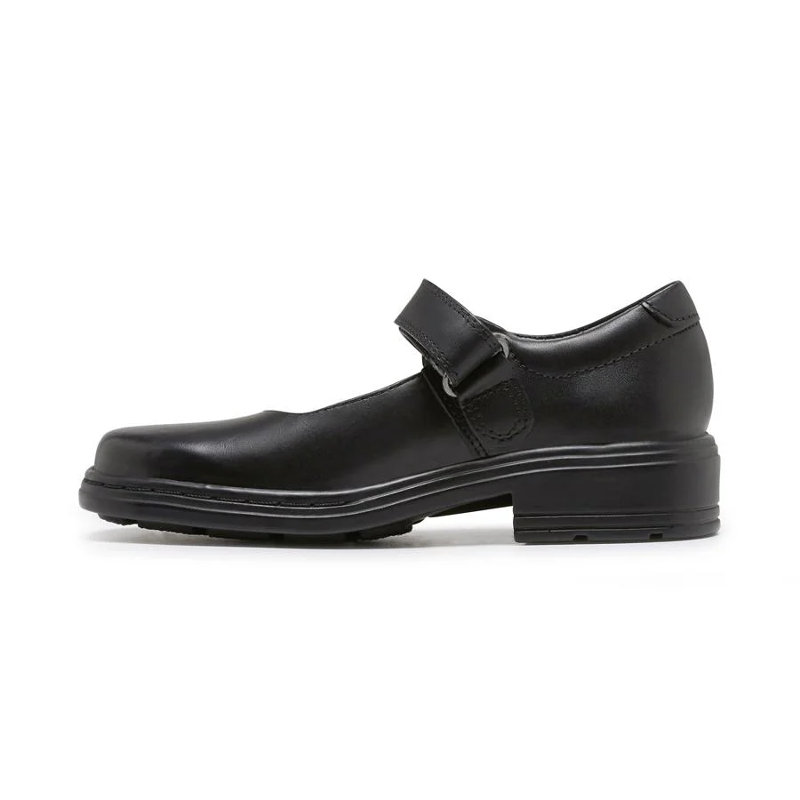 Clarks Junior Indulge Mary Jane Triple Black Leather Shoe (Width E) - Image 2