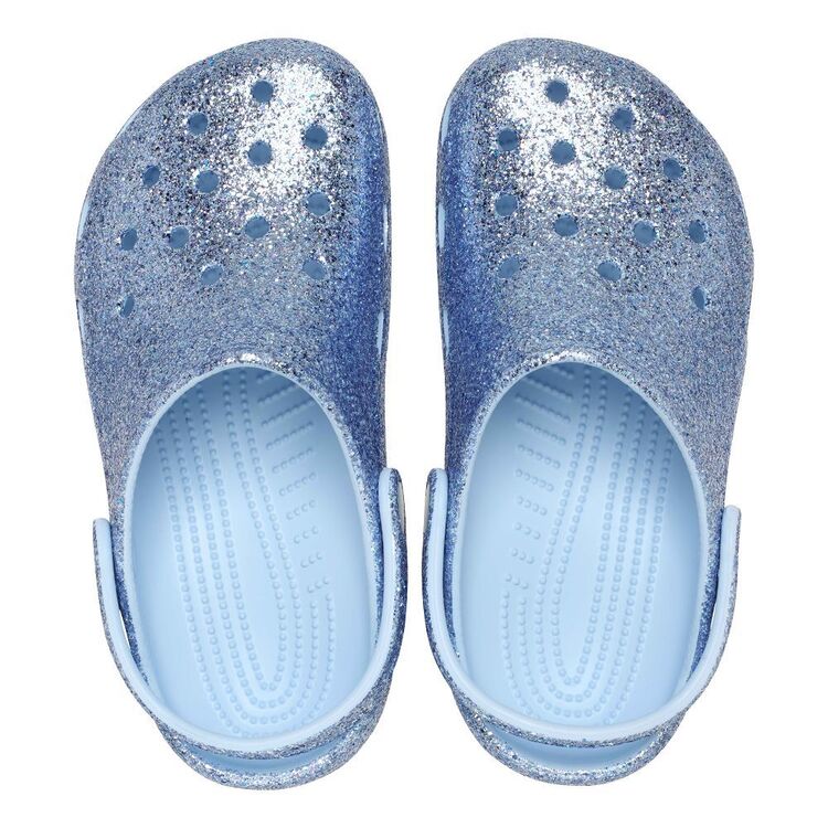 Crocs Kid's Classic Blue Glitter Clog - Image 6