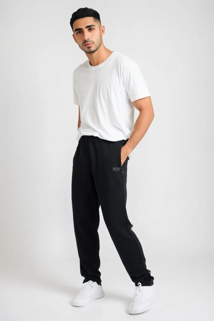 Insport Men's Aspen Black Trackpants (Open Leg) - Image 3