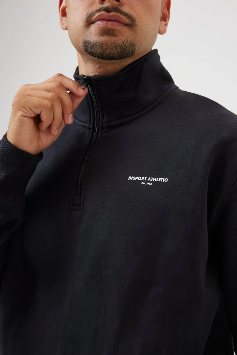 Insport Men's Alaska Quarter Zip Top Black - Image 4