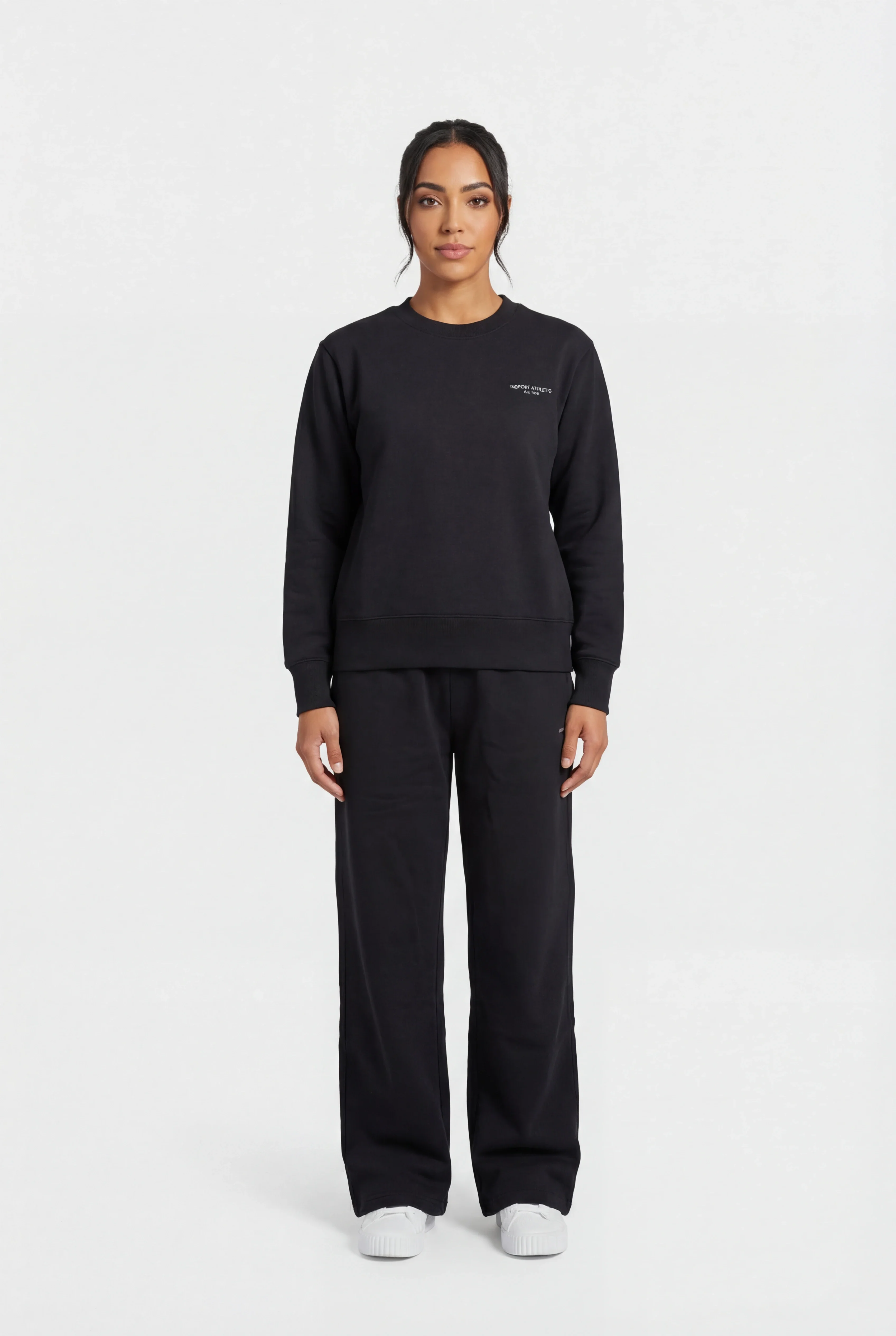 Insport Womens Skyla Black Wide Leg Fleece Pant - Image 4