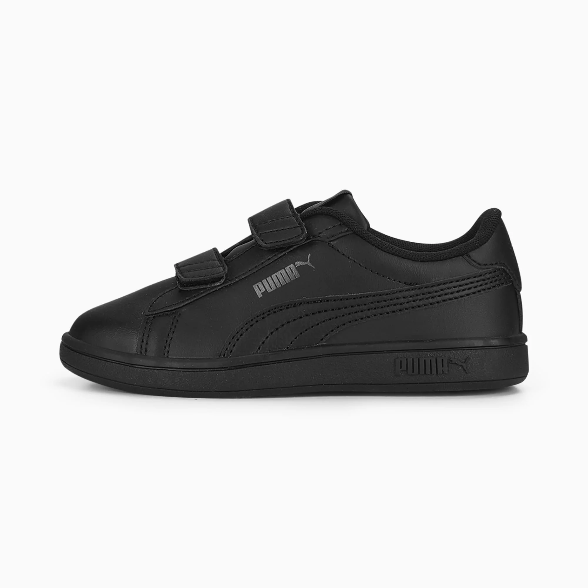 Puma Kid's Smash 3.0 Hook N' Loop Triple Black Sneaker Shoes - Image 2