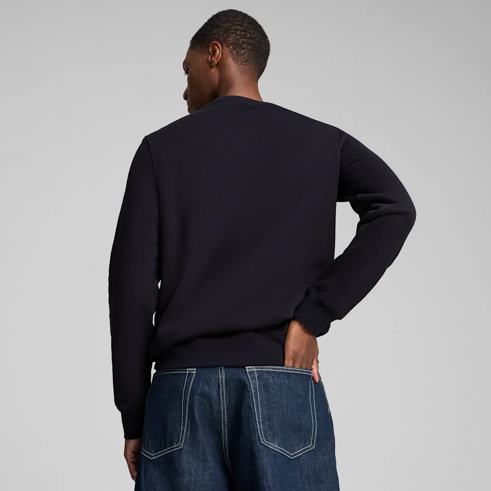 Puma Men's Essentials Fleece Crew Navy Sweatshirt - Image 4
