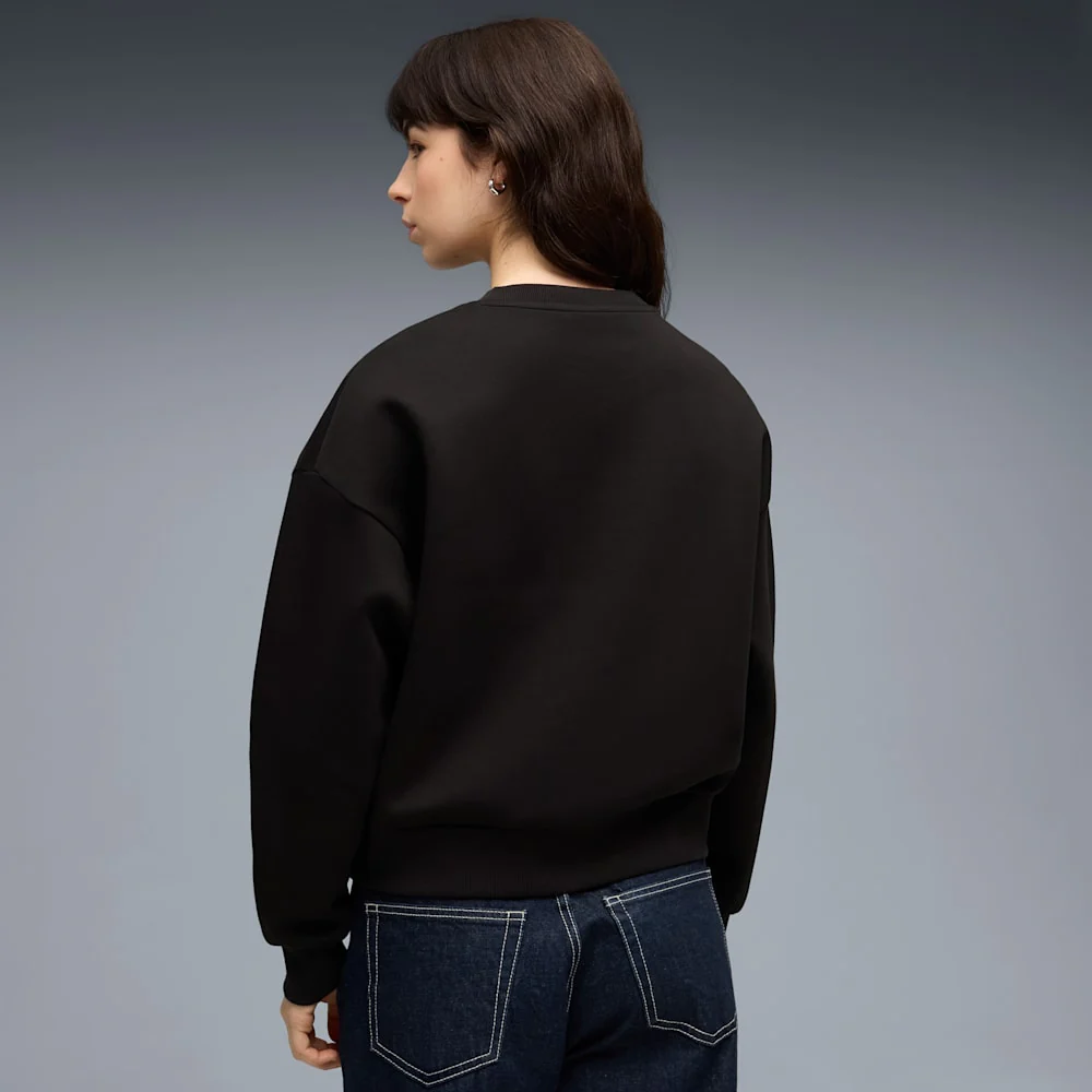 Puma Women's Elevated Oversized Crew Black Sweatshirt - Image 4