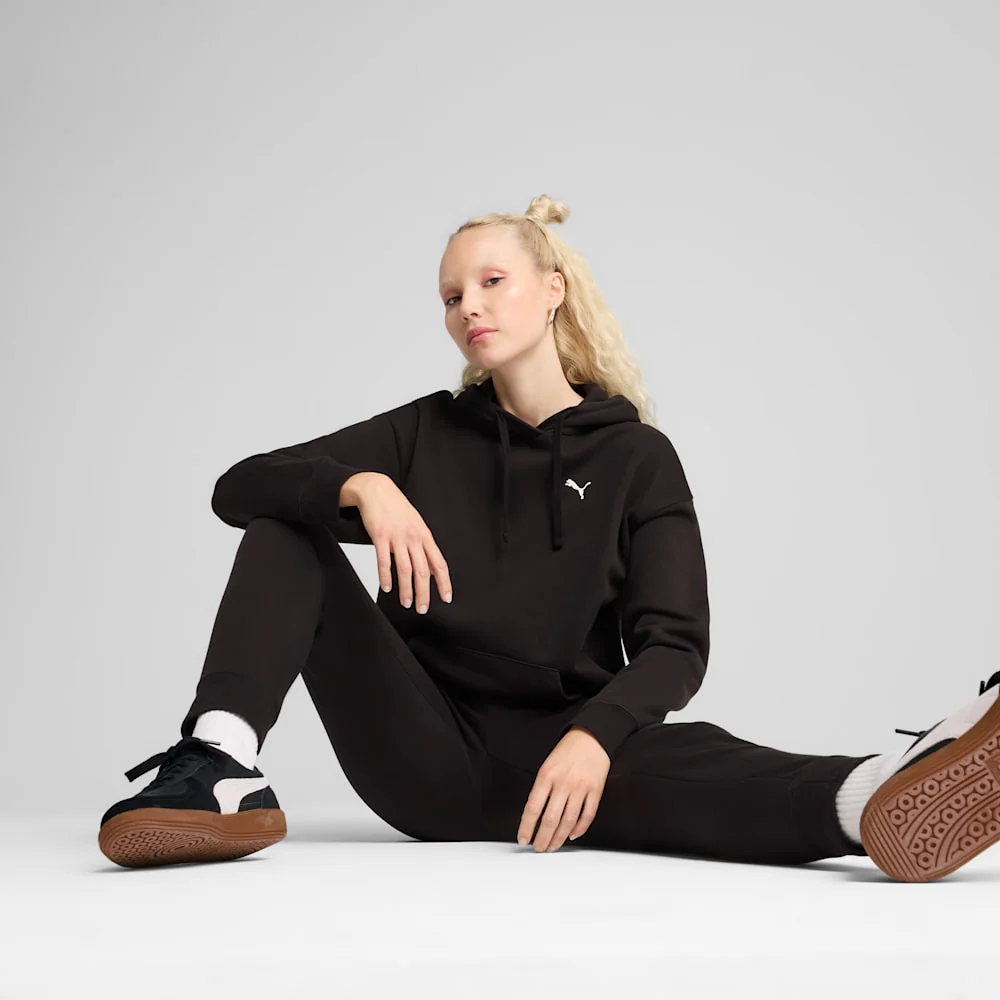 Puma Women's Essentials Comfort Fleece Black Hoodie - Image 6