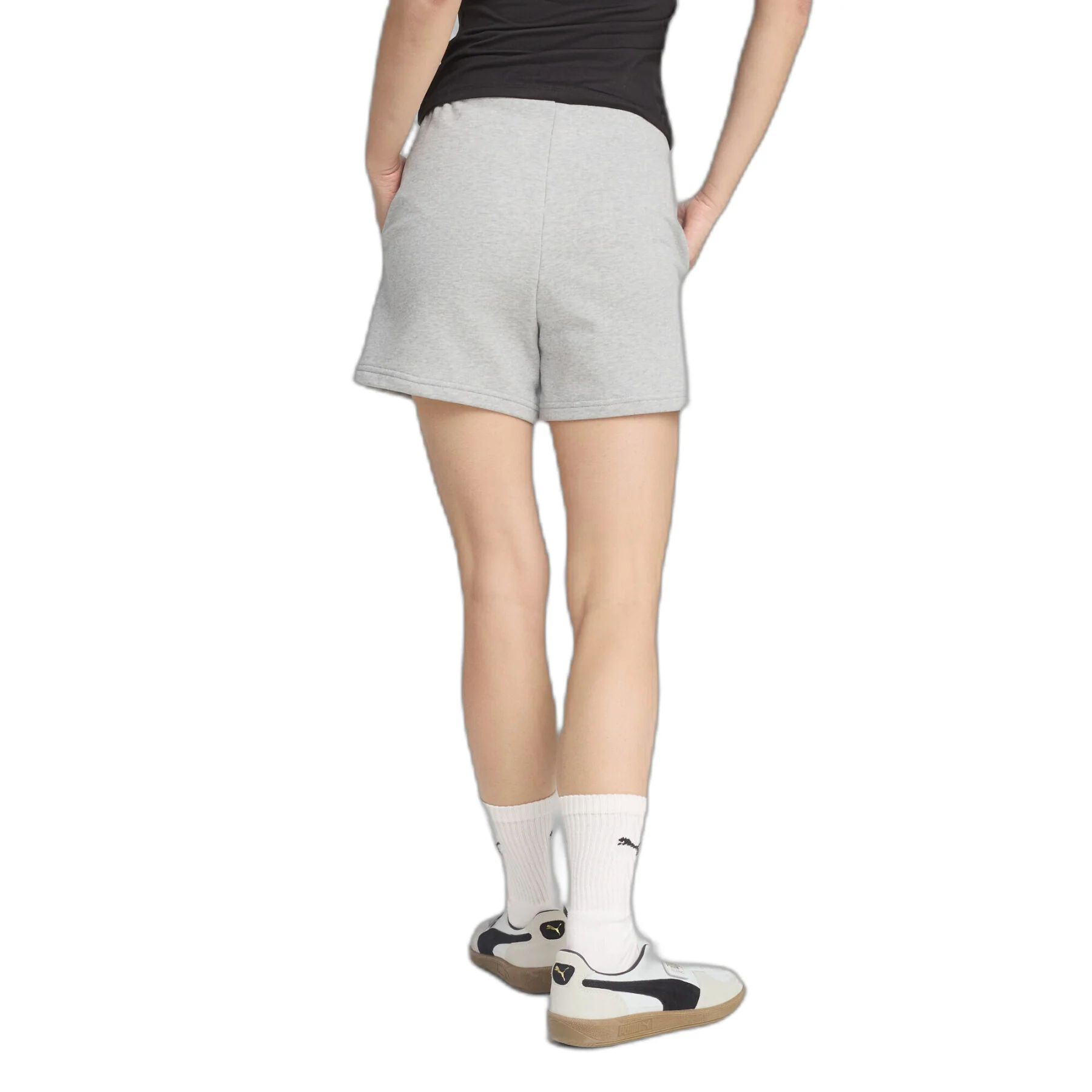 Puma Women's Essentials Logo French Terry Grey Short - Image 3