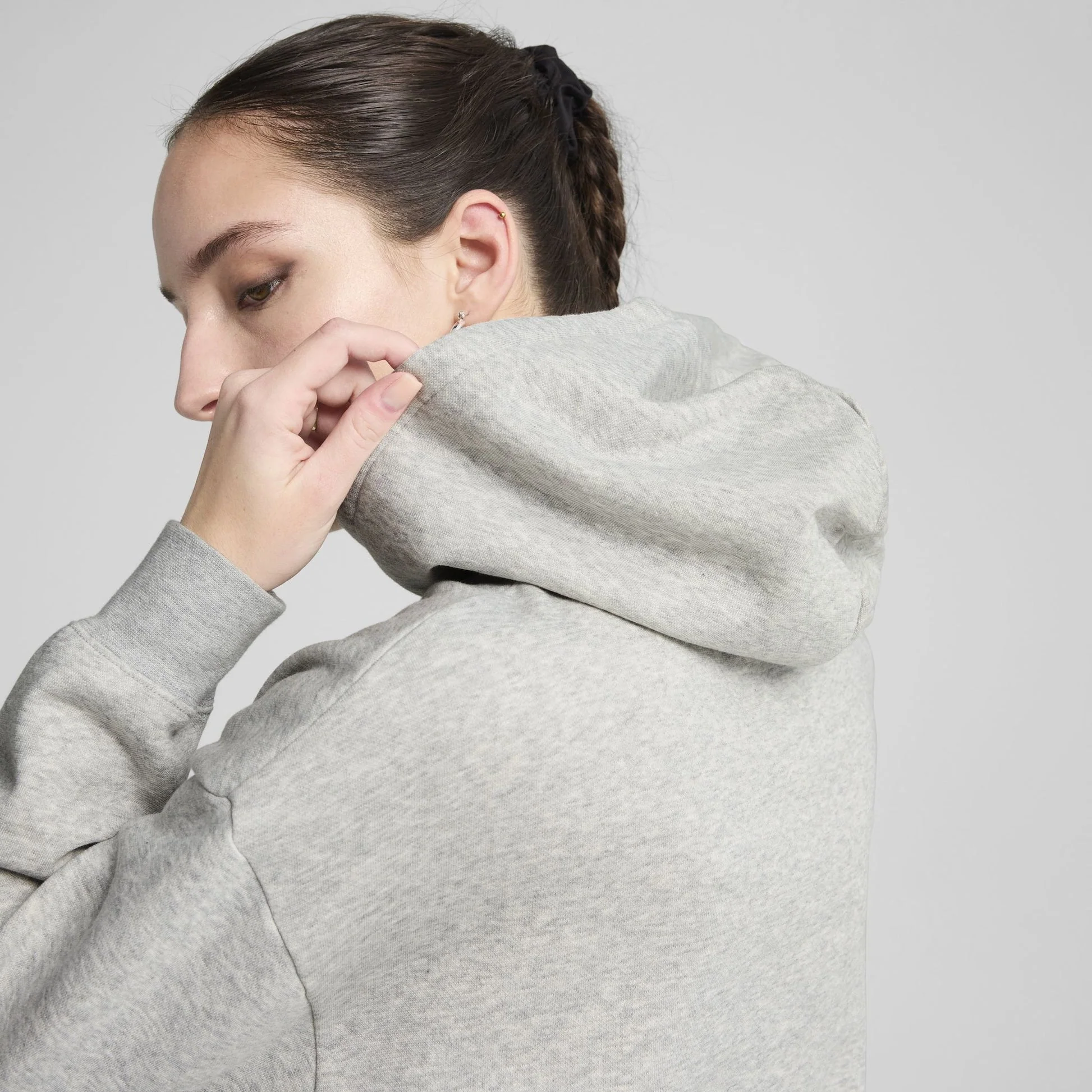 Puma Women's Essentials Relaxed Grey Hood - Image 5
