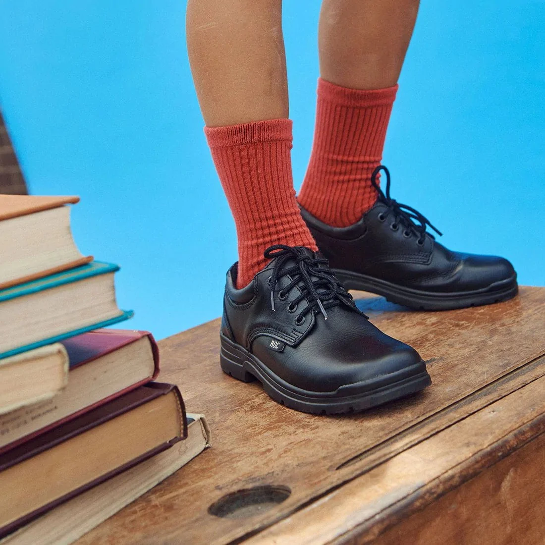 Roc Boots Junior Rigour Black Lace Leather School Shoes - Image 5